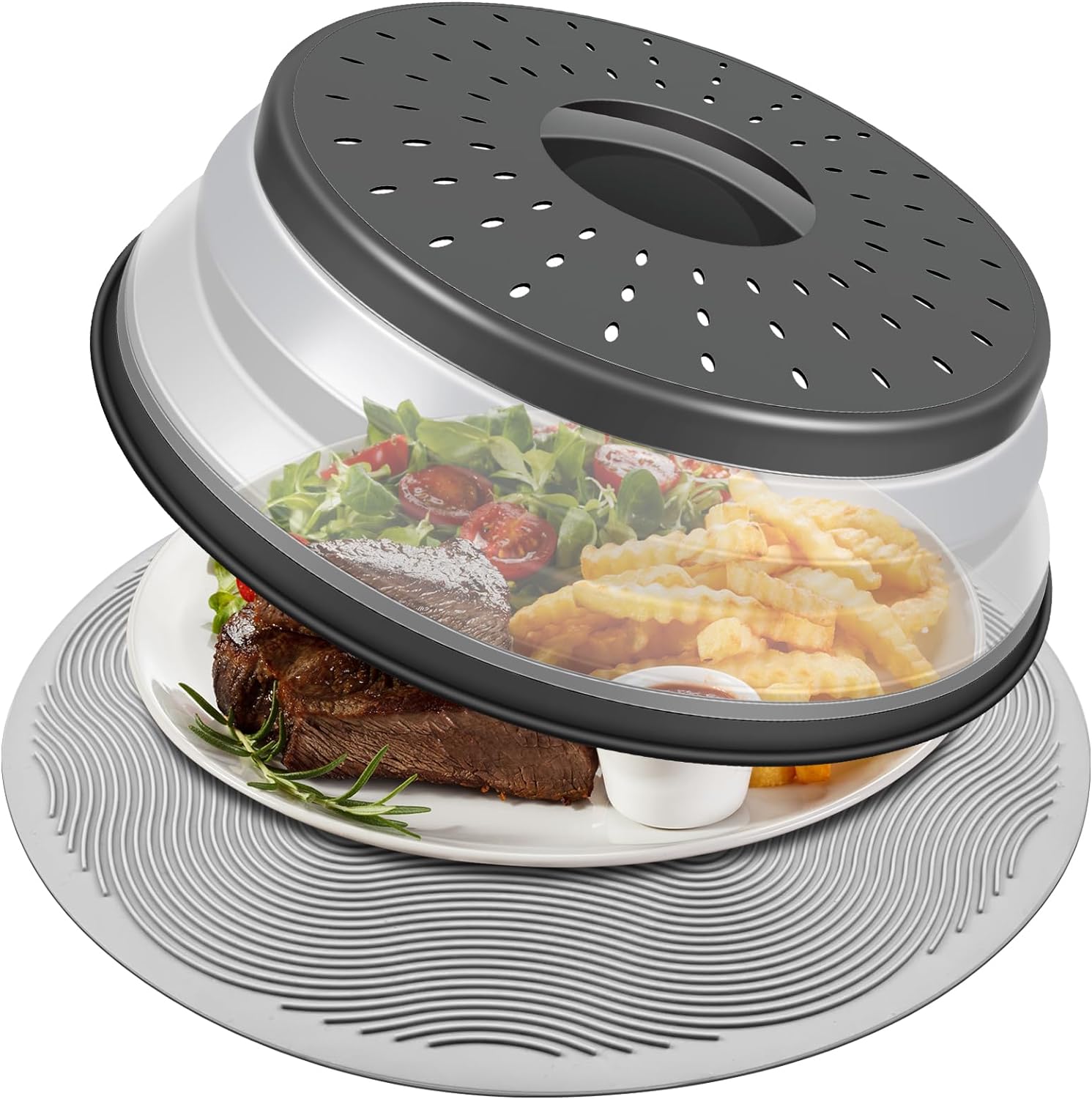 Microwave Food Cover, Collapsible Silicone Mat, Splatter Guard, Plate Holder, Kitchen Colander, Food Cover -10 Microwave Food Cover, Collapsible Silicone Mat, Splatter Guard, Plate Holder, Kitchen Colander, Food Cover -10